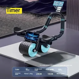 Sit-Up-Bänke, 2-in-1-Bauchroller, automatischer Rückprall mit Timer, Bauchrad, Telefonhalter für Bauch- und Rumpfkrafttraining, 231025