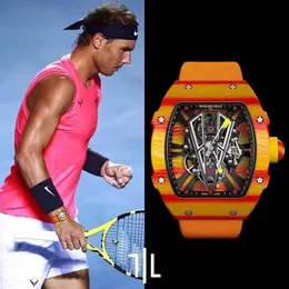Designer Tennis Watches Rm27-03 Mechanics SUPERCLONE Luxury Mens Watches Watch Active Black Tourbillon Carbon Fiber Wristwatch Rm27 Spanish Matador montres luxe