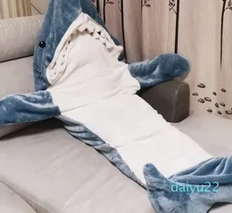 Blankets Cartoon Shark Sleeping Bag Pajamas Office Nap Shark Blanket Karakal High Quality Fabric Mermaid Shawl Blanket For Children Adult