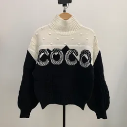 Kanalens topp Original Luxury Women's Sweaters Designer Coco Classical Design Clothing Hoodie Knit Sweater Keep Warm Cardigan Långärmning Kashmir Black White
