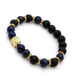 전체 10pcs 로트 8mm New Lapiz Lazuli Stone Beads 남자 부처 에너지 요가 명상 팔찌 파티 선물 jewelry223x