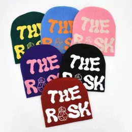 Beanie Skull Caps Punk Beanie Hat Knitted Cap Letter THE Risk Jacquard Dice High Quality Y2K Women Men Design Hip hop Accessories 231025