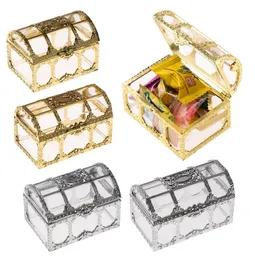 Hazine Göğüs Şeker Kutusu Düğün Favor Mini Hediye Kutuları Gıda Sınıfı Plastik Şeffaf Mücevher STAAGE KASASI DHB2973780349