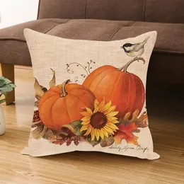 Kuddefodral Halloween Thanksgiving Day Pumpkin Sunflower Throw Pillow Case Kudde Cover Cushion Case Decorative Pillow Case Bedroom 231025