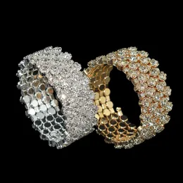 Titular de colas Multi capa Taladro completo Brazo alrededor de pulseras Brazaletes para mujeres Regalo de boda Joyería chapada en oro y plata 231025