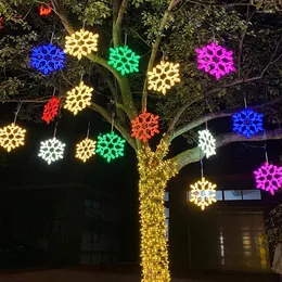 Strings 40CM Large Snowflake String Light Outdoor Led Hanging Lamp Backyard Patio Christmas Tree Wedding Decor Fairy Garland