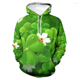 Erkek Hoodies Shamrock Erkek Kadınlar 3D Baskı Şanslı Bitki Çim Grafik Hoodie Erkek Kız Çocuklar Günlük Komik Yuvalar Kapşonlu Sweatshirt