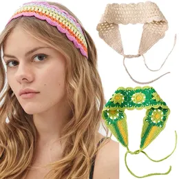 Hairbands Haimeikang Crochet Hair Band Mulheres Cachecol Cor Sólida Tricô Headbands Bandanas Wide Elastic Hairbands Acessórios de Moda 231025