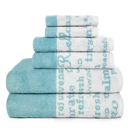 منتجع المنتجع الأمريكي المزخرف 6 قطع من منشفة حمام في أجان بلو
