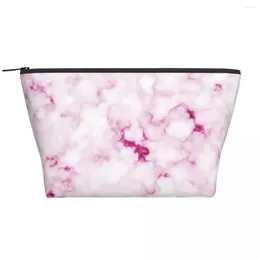 Borse per cosmetici Borsa da viaggio personalizzata in marmo rosa Donna Texture lussuosa Trucco Organizzatore da toilette Kit Dopp per la conservazione della bellezza della signora