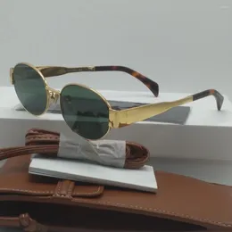 Óculos de sol moda marca designer luxo masculino e feminino óculos borda de ouro oval uv400 pacote de saco marrom livre