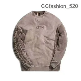 Kith Hoodie definess jesienne i zimowe batik batik z umytym sweter okrągły szyja pullover męskie bluzy zagęszczone ciepłe wjm4