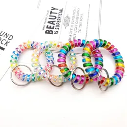 Chaveiro colorido espiral de pulso, bobina de pulso, tpu, pulseira elástica, chaveiro para academia, piscina, crachá de identificação, homens, mulheres, moda, chaveiro h244z