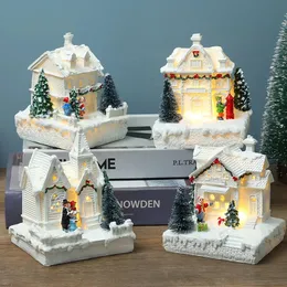 Christmas Decorations Village White Gorgeous House Building Holiday Resin Xmas Tree Ornament Gift Year Home 231025