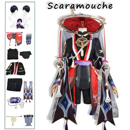 Scaramouche Genshin Impact Costume Wanderer Wig Shoe Set Anime Halloween Party Cosplay Uniform Men Balladeer Kunikuzushi