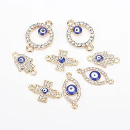 1 PCS Charm Crystal Evil Leys Fatima Round Round Cross Charms for Women Men Men Goldy Diy Handmade Fashion Jewelry Resultings2520
