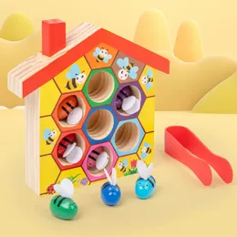 Intelligens Toys 2023 Barnens gåvor Träbarns bin Clip Music Bee Box Game Early Education Puzzle Color Cognition Enlightenment Toy 231026
