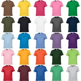 Мужские футболки ярких цветов, хлопковая футболка с коротким рукавом и круглым вырезом, 180 г, рекламная рубашка с коротким рукавом, сплошная поддержка печати вашего lo211K