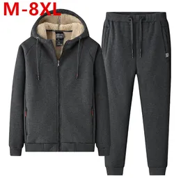 Men's Tracksuits Fur Mens Tracksuits Winter Men's Set Warm Hoodies Suit Casual Fleece Sweatshirts Men's 2 Pieces hoodies pants Set Sportswear 231025