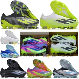 Borsa regalo Scarpe da calcio di qualità Laceless X Crazyfast.1 FG Lithe Tacchetti da calcio Uomo Terreno solido Pelle morbida Scarpe da ginnastica comode Scarpe da calcio in maglia Taglia US 6.5-11