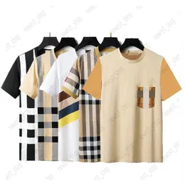 デザイナーメンズTシャツTシャツラグジュアリーロンドンイングランド格子縞のグリッドチェックストライプホースクラシックスプリングサマーサークルプリントTシャツsim282b