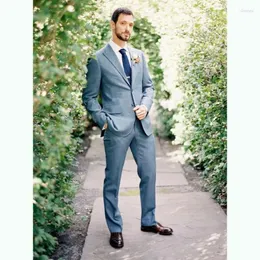 Men's Suits Men's  Blazers Blue Suit Men Set Slim Fit Custom Made Wedding For 2 Piece Blazer Groom Prom Tuxedo Jacket PantsMen's