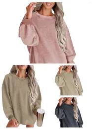 Kvinnors hoodies pullovers fashionabla o-hals kvinnor pullover vinter 2024 långa ärmar tröjor sudaderas nuevas
