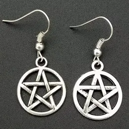 Fashion Jewelry 50Pair Lot Ancient Silver Pentagram Pentacle Charm Pendants Drape Earrings Witch Pagan Goth Jewelry Gift A45299S