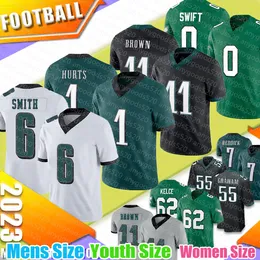 1 Jalen Hurts Football Jerseys Philadelphias Eagless D'Andre Swift DeVonta Smith A.J. Brown Jason Kelce Brandon Graham Haason Reddick Darius Slay Jr. 2023