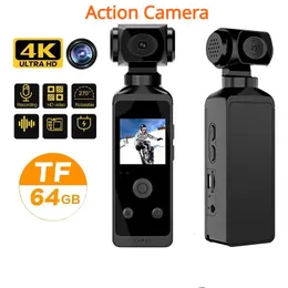 Câmeras à prova de intempéries 4K 13 "Tela de ação Câmera de bolso Cam 270 ° rotativa ao ar livre Gravação de vídeo Bicicleta Motocicleta Esporte Wifi Motion Camcorder 231025