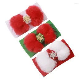 Accessori per capelli Inverno Natale Neonato Fiocco di neve Papillon Copricapo Comoda fascia in nylon per ragazza in peluche
