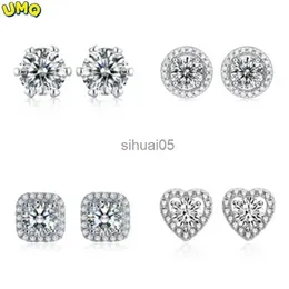 Stud Umq 1ct 2ct Moissanite Diamond Ear Studs Orecchini placcati Orecchini per le donne Gioielli in argento sterling YQ231026