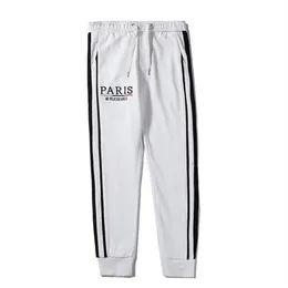 Mens Luxury Jogger Pants Branded Drawstring Sports Pants High Fashion Black White Colors Side Stripe Designer Joggers216S