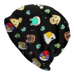 Berets Animal Crossing Pattern Beanie Hats Game Casual Caps Men Women Outdoor Sport Knit Hat Spring Graphic Head Wrap