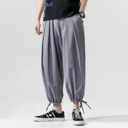 Pantaloni da uomo tinta unita foderati in cotone da uomo Baggy 2023 stile giapponese Casual Harem Hip Hop uomo lunghezza alla caviglia