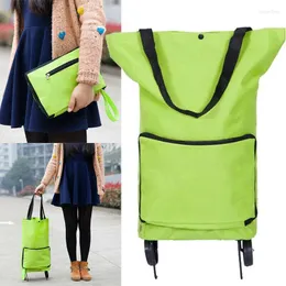 Storage Bags 2023 Foldable Shopping Trolley Cart Reusable Eco Large Waterproof Bag Luggage Wheels Basket Non-Woven Market Pouch