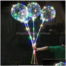 Воздушный шар с ручкой Led Toy Light Up Luminous Bobo Ball Lights String 80Cm Stick полюс Прозрачный Рождество День Рождения Xmas Party Decora Dhl0B