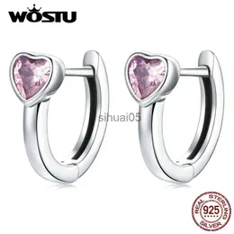 Stud WOSTU 925 Sterling Silver Orecchini a cuore rosa Fibbie per le orecchie a forma di cuore per le donne Gioielleria raffinata YQ231026