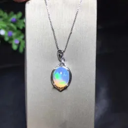 Pendant Necklaces Natural Opal Necklace Australian mining area color changing and colorful 925 silver Q231026
