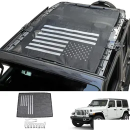 Andra yttre tillbehör svart mesh sunshade taknät oss flagga för jeep wrangler jl jlu tillägg 4 door yttre tillbehör droppleverans dhkml