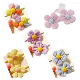 Hair Accessories Toddler Girls Band Cloth Flower Ropes Ties Little Spring Ponytail Holder Child Headdress 2PCS