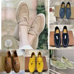 Loro Pianaa Loro Piano LP Shoes 2023-Top Suede Casual Shoes For Women Round Toe Loafers Mental Leisure Shoe Designer Luxury Brand Flats Slip On Thick Sole Trainers