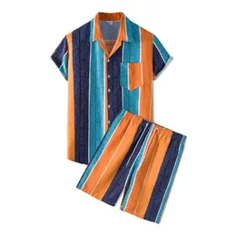 Men's Tracksuits Men Hawaiian Sets Fashion Printing Summer Tracksuit Short Sleeve Button Shirts Beach Shorts Cool Casual Mens2353