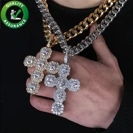Collana di design di gioielli Hip Hop Collana con ciondolo ghiacciato di lusso Catene a maglie cubane con diamanti Collane con croce di diamanti Rapper in oro argento 232x