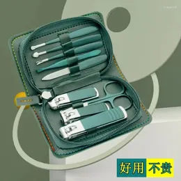 Nagelkonstsatser Rostfritt stål Clippers Clipper Set Green 9-Piece Stern Nose Ear Spoons Fi