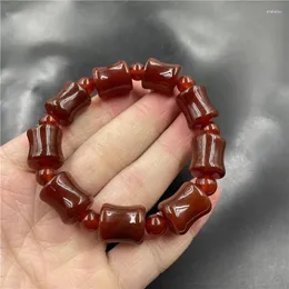 Strand Red Agate Bamboo Bracelet For Men And Women Carnelian