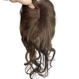 Vücut dalgalı brezilya insan saç toppers 10x12cm klip saç parçaları uzantıları kadınlar için saç hacmini artırmak hafif açık kahverengi remy
