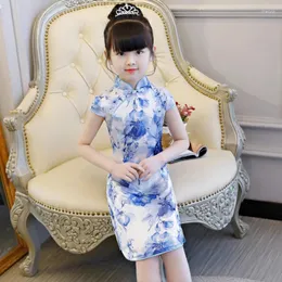 Ropa étnica Vestido de verano Niños Cheongsam Chica china Princesa Fiesta de cumpleaños Niños Vestido Chino Llegada
