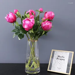 Decorative Flowers 1pc High Quality Home Wedding Decoration Artificial Peony Fake Floral Silk Flower Desktop Arrangement 2 Heads