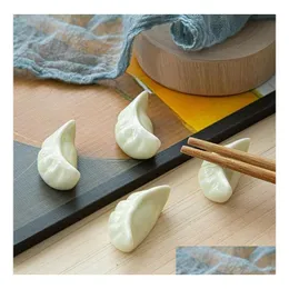 Chopsticks 100st Ceramic Crafts Chopstick REST HILL Support Hushåll Köksbeteckningen Simation Dumplings Holder Stand SN4023 Drop DHXI3